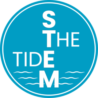 Logo with STEM written vertically and The and Tide horizontally to read STEM-The-Tide